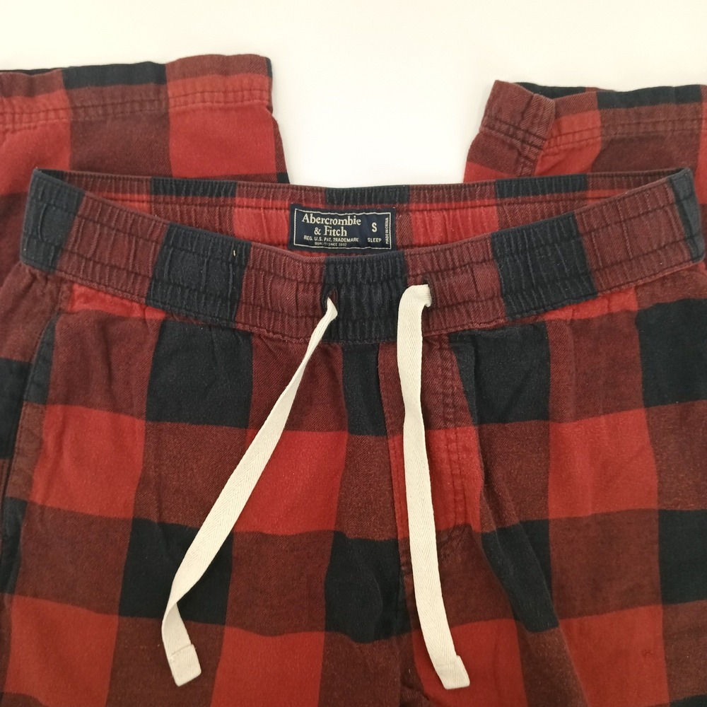 Abercrombie & Fitch Mens Small Red Black Plaid Flannel Pajama Sleep Pants